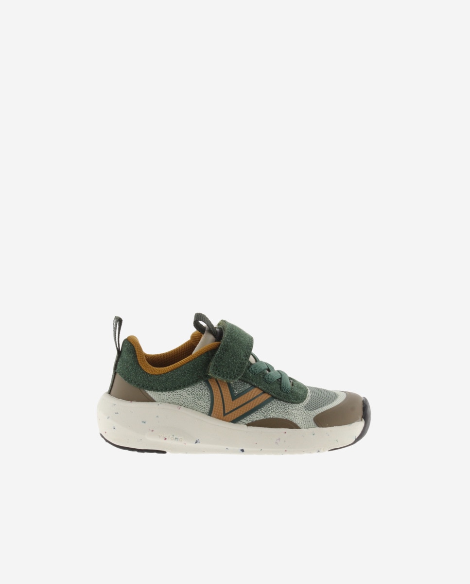 Sapatilhas Barefoot de Criança com Cordão Elástico e Tira Aderente - Multicolor Verde-escuro-1