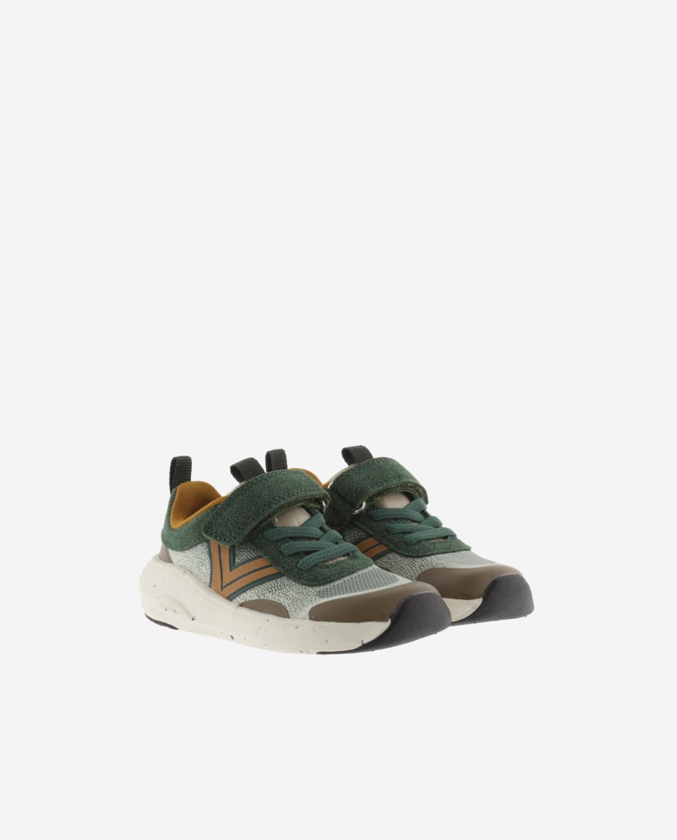 Sapatilhas Barefoot de Criança com Cordão Elástico e Tira Aderente - Multicolor Verde-escuro-5