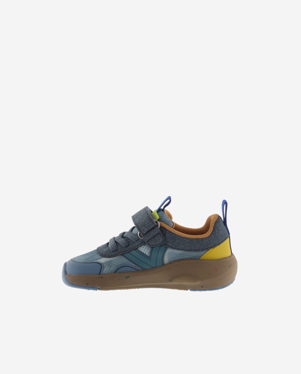 Sapatilhas Desportivas Infantil Barefoot de Malha com Velcro e Cordão Elástico Azul-3