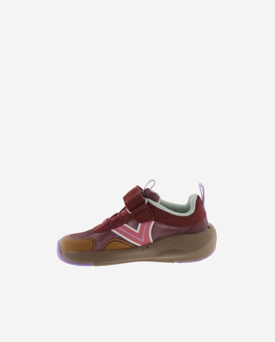 Sapatilhas Desportivas Infantil Barefoot de Malha com Velcro e Cordão Elástico Bordeaux-3