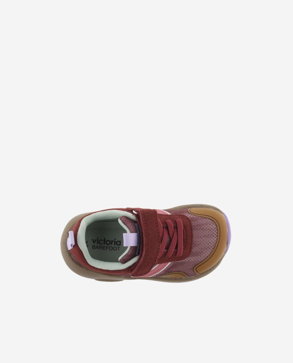 Sapatilhas Desportivas Infantil Barefoot de Malha com Velcro e Cordão Elástico Bordeaux-4