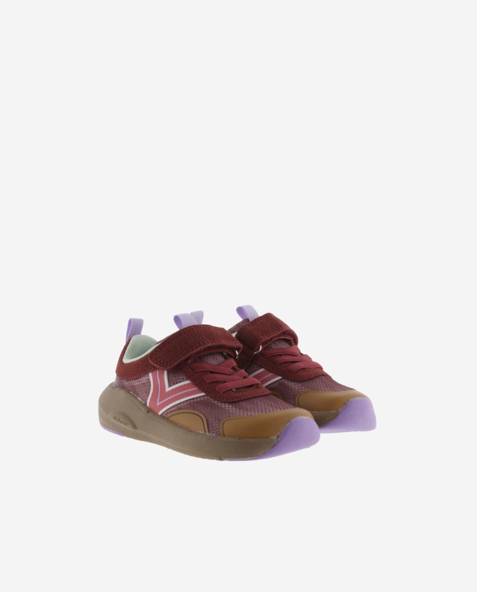 Sapatilhas Desportivas Infantil Barefoot de Malha com Velcro e Cordão Elástico Bordeaux-5