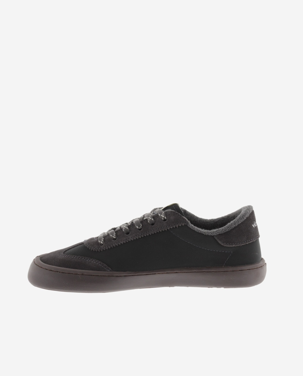 Sapatilhas Rasas Barefoot de Nylon com Peças de Camurça Antracite-3