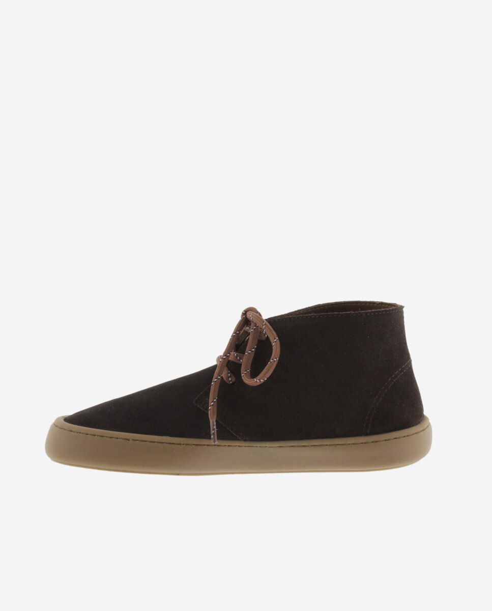 Botins Unissexo Barefoot de Croute com Atacadores Redondos e Sola Caramelo Castanho-escuro-3