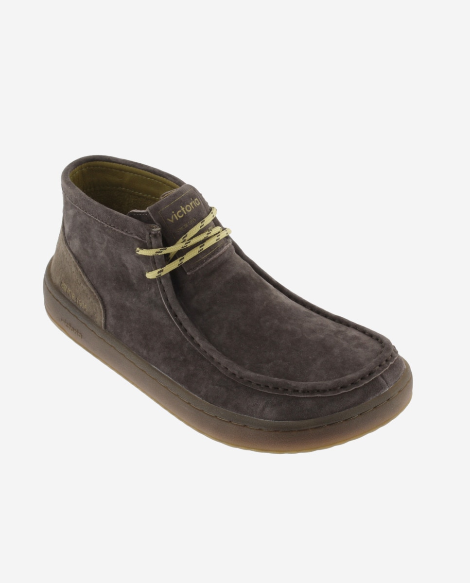Botins Barefoot de Camurça com Atacadores Duplos e Sola Caramelo Castanho-2