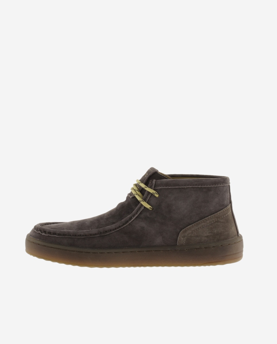 Botins Barefoot de Camurça com Atacadores Duplos e Sola Caramelo Castanho-3