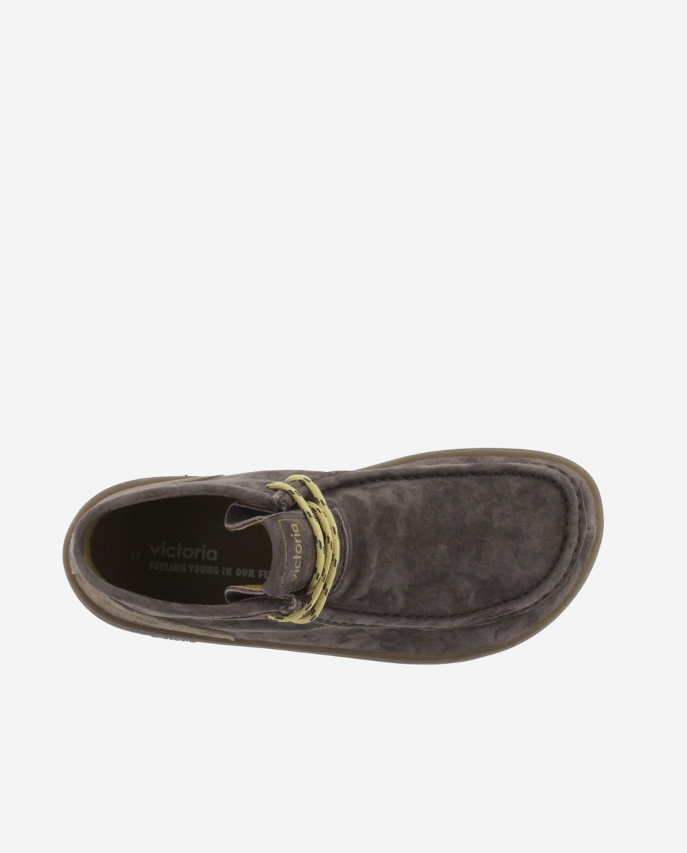 Botins Barefoot de Camurça com Atacadores Duplos e Sola Caramelo Castanho-4
