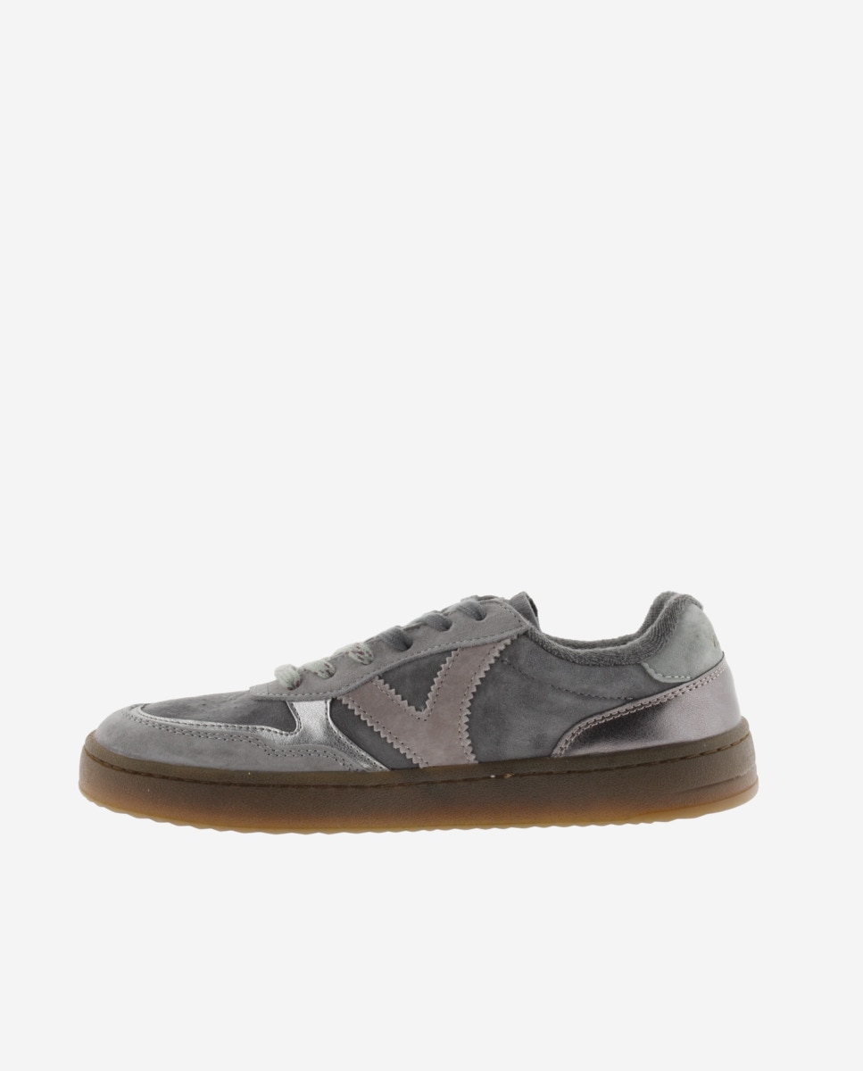 Sapatilhas Desportivas Barefoot de Croute com Peças Metalizadas e Sola Castanho Chocolate Cinzento-escuro-3