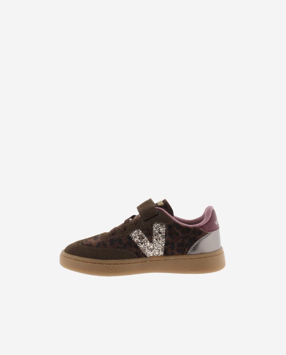 Sapatilhas Desportivas de Animal Print com Logótipo de Glitter e Sola Caramelo Victoria Castanho-3