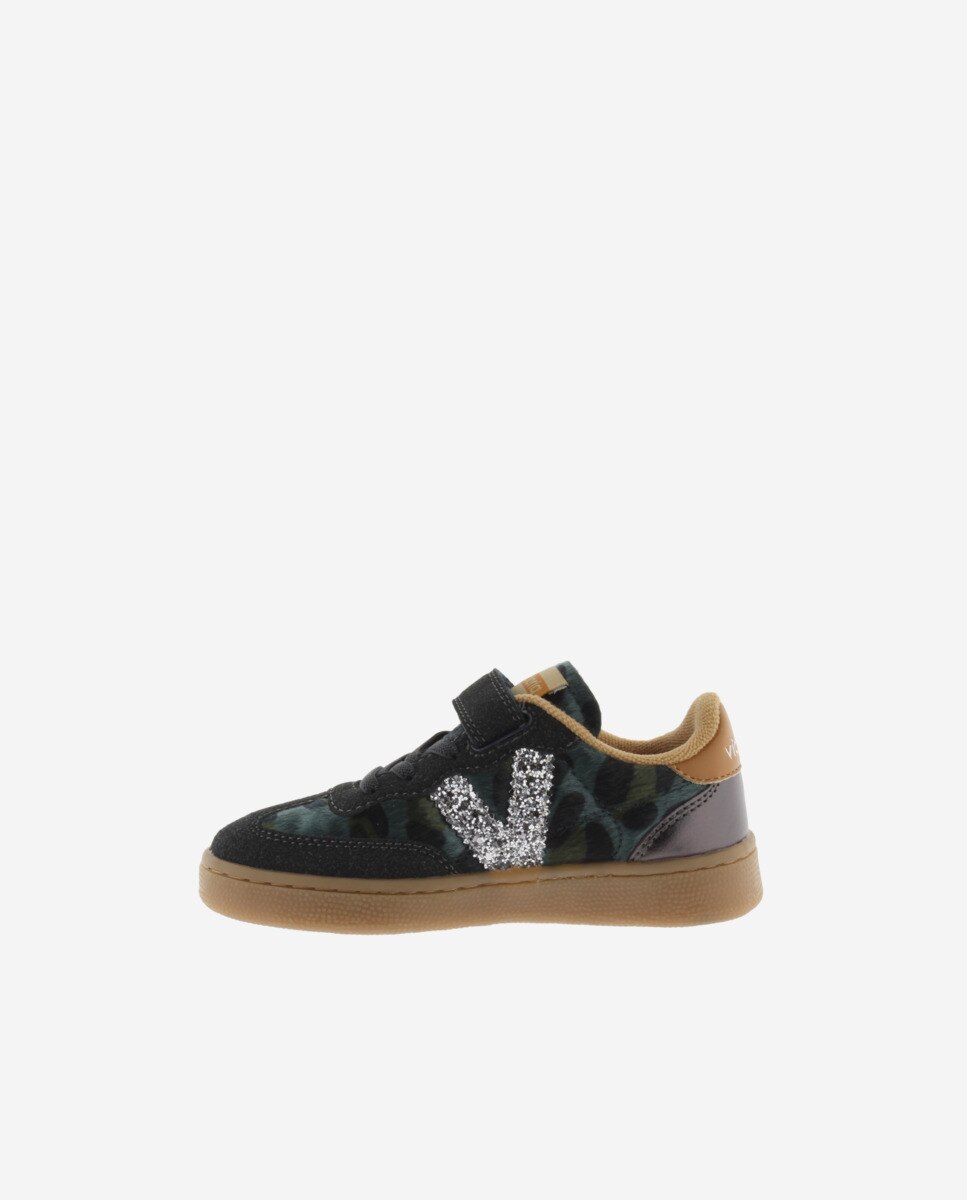 Sapatilhas Desportivas de Animal Print com Logótipo de Glitter e Sola Caramelo Verde-acinzentado-3