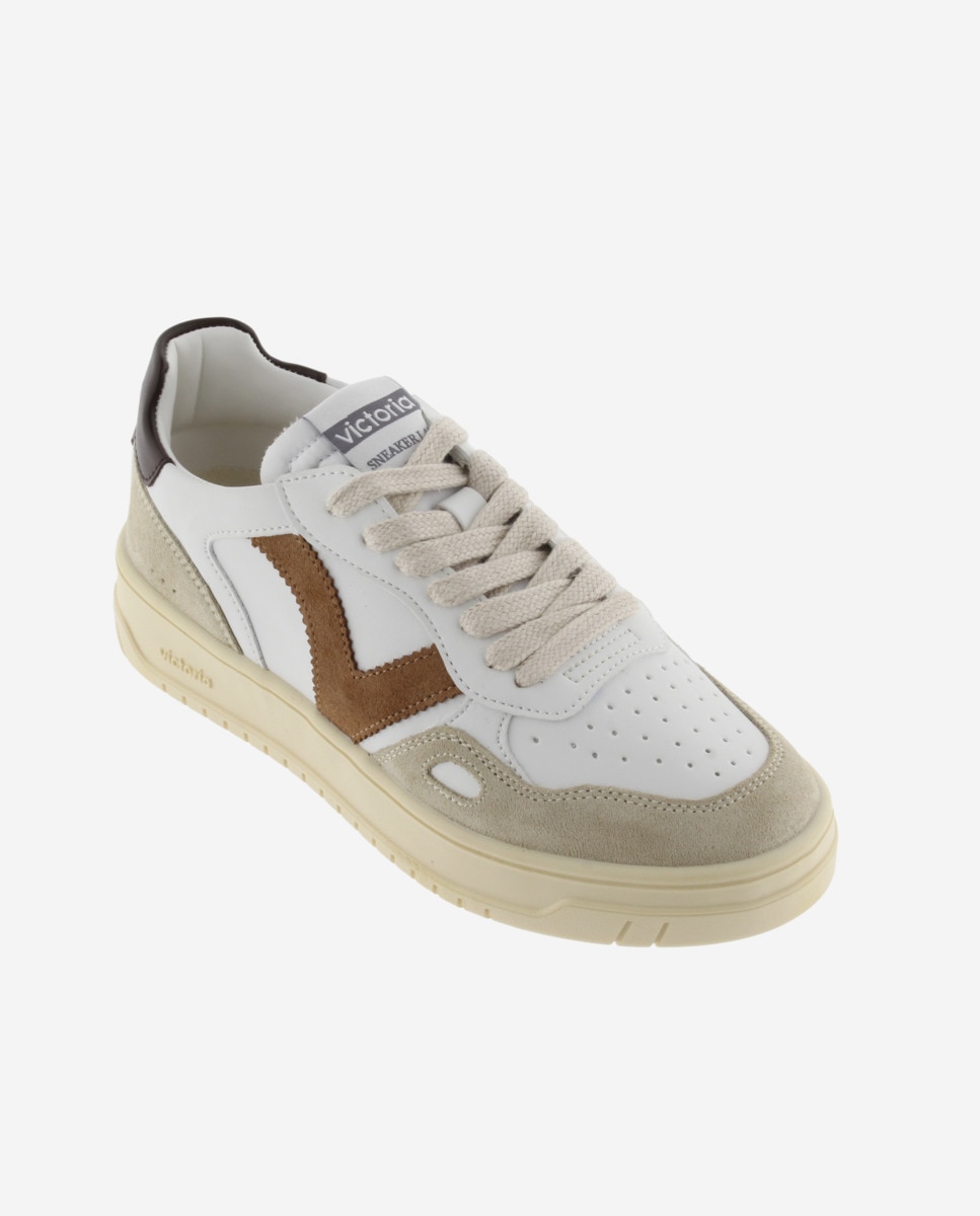 Sapatilhas Desportivas com Peças de Cor e Camurça Camel-2