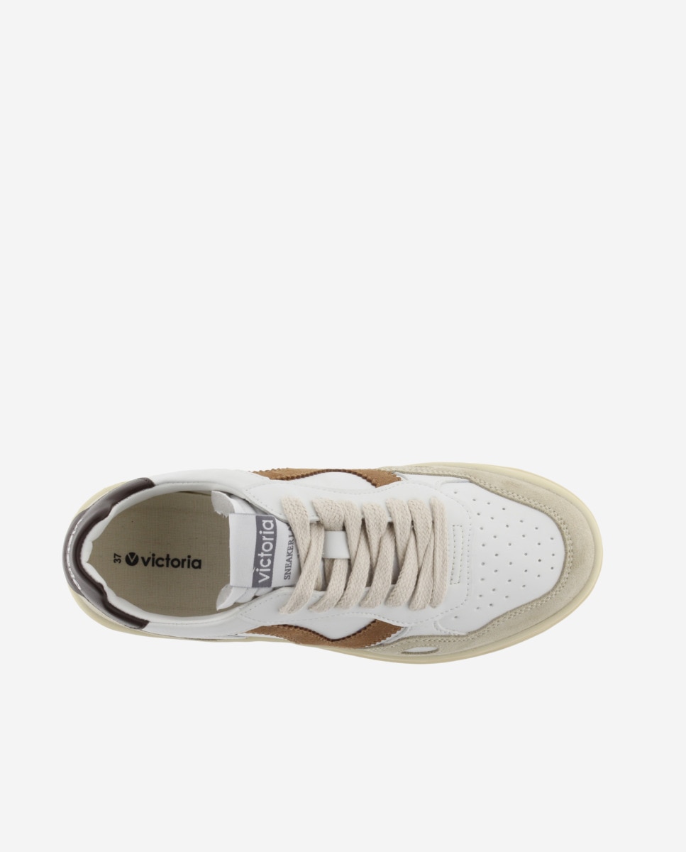Sapatilhas Desportivas com Peças de Cor e Camurça Camel-4