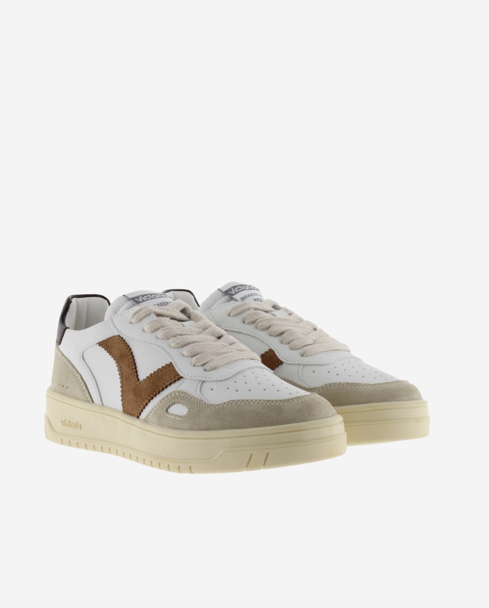 Sapatilhas Desportivas com Peças de Cor e Camurça Camel-5