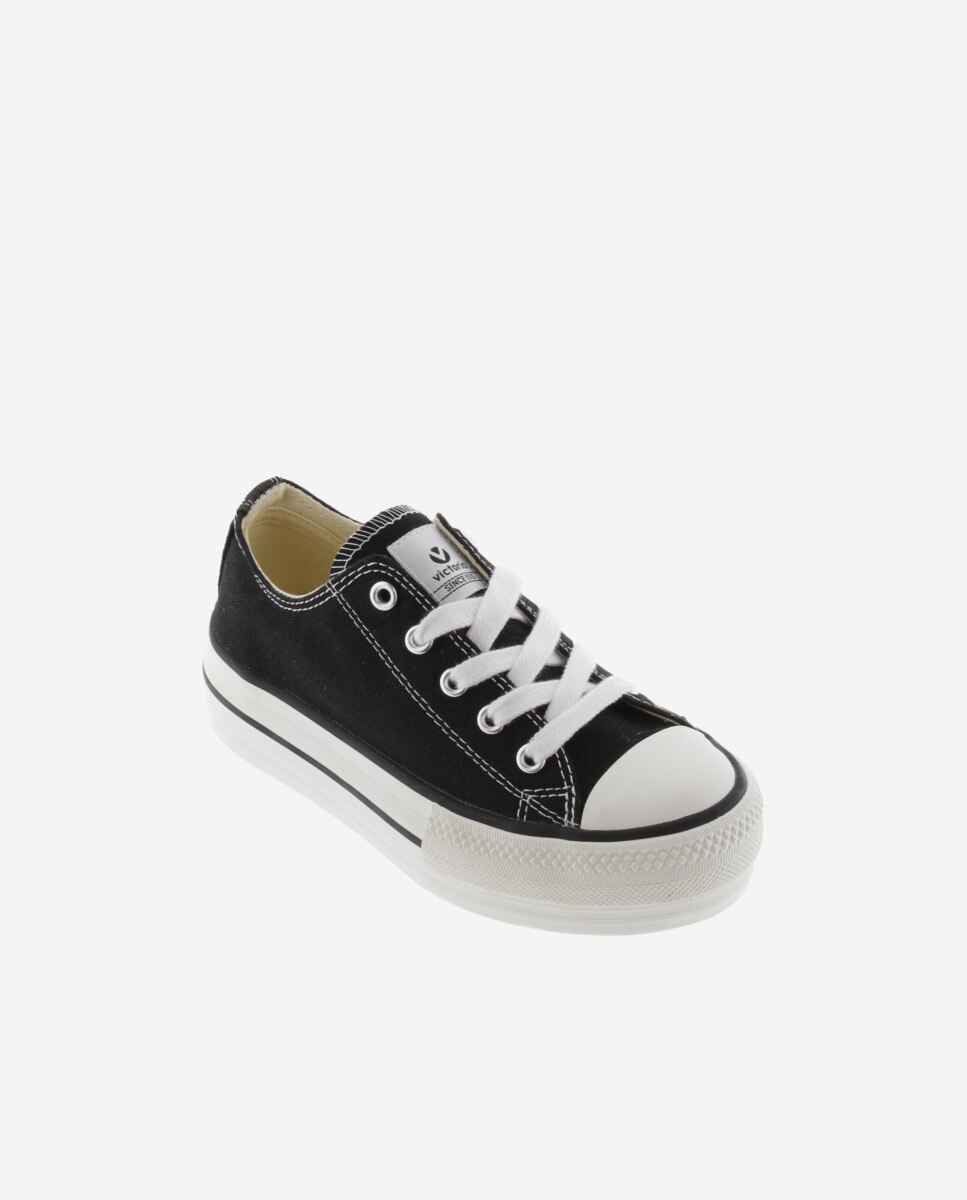 Sapatilhas de Lona Infantil com Plataforma Dupla Victoria Preto-2