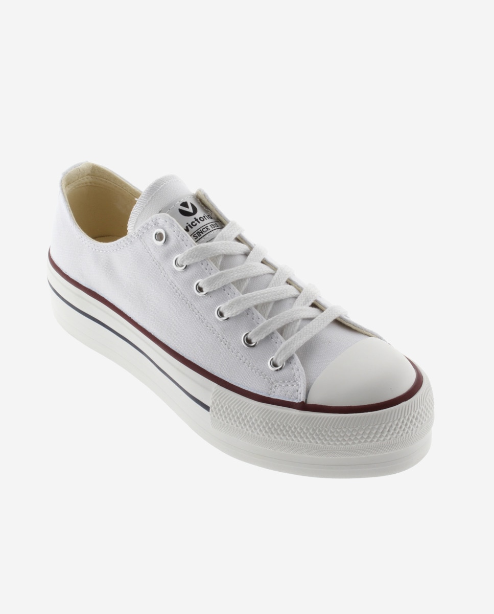 Sapatilhas de Lona com Plataforma Dupla Branco-2