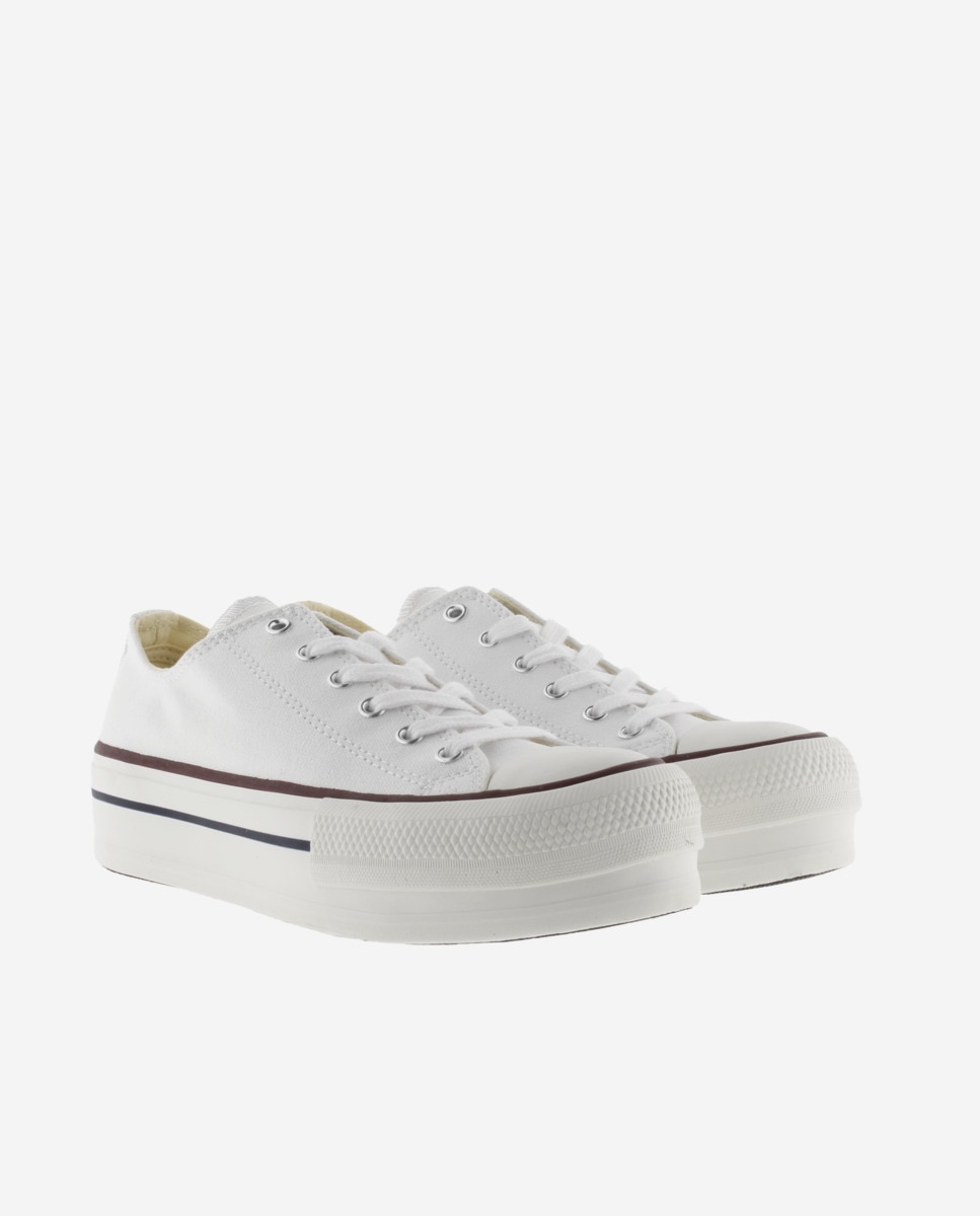 Sapatilhas de Lona com Plataforma Dupla Branco-5