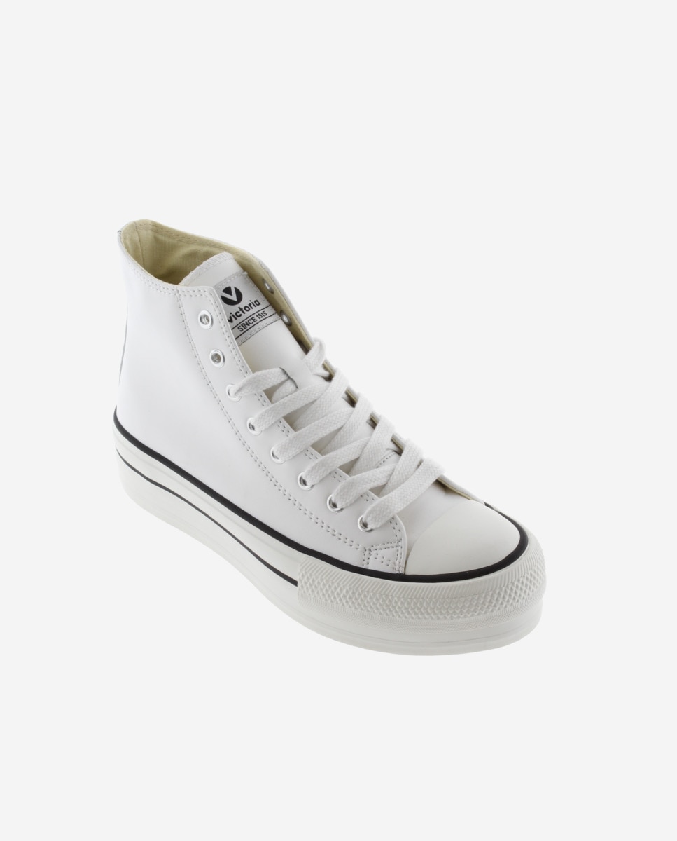 Sapatilhas Altas com Plataforma Dupla Branco-2