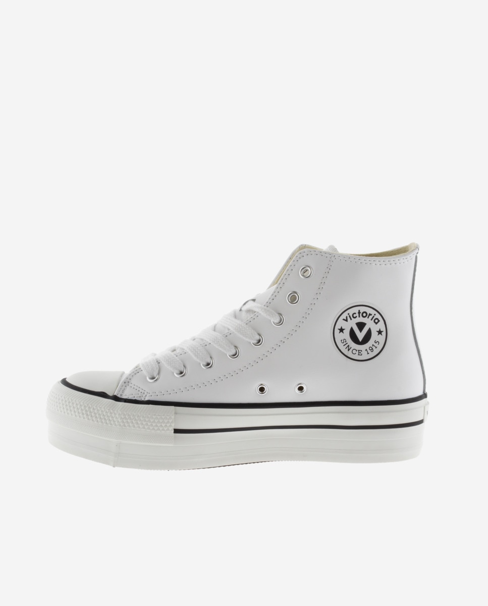 Sapatilhas Altas com Plataforma Dupla Branco-3