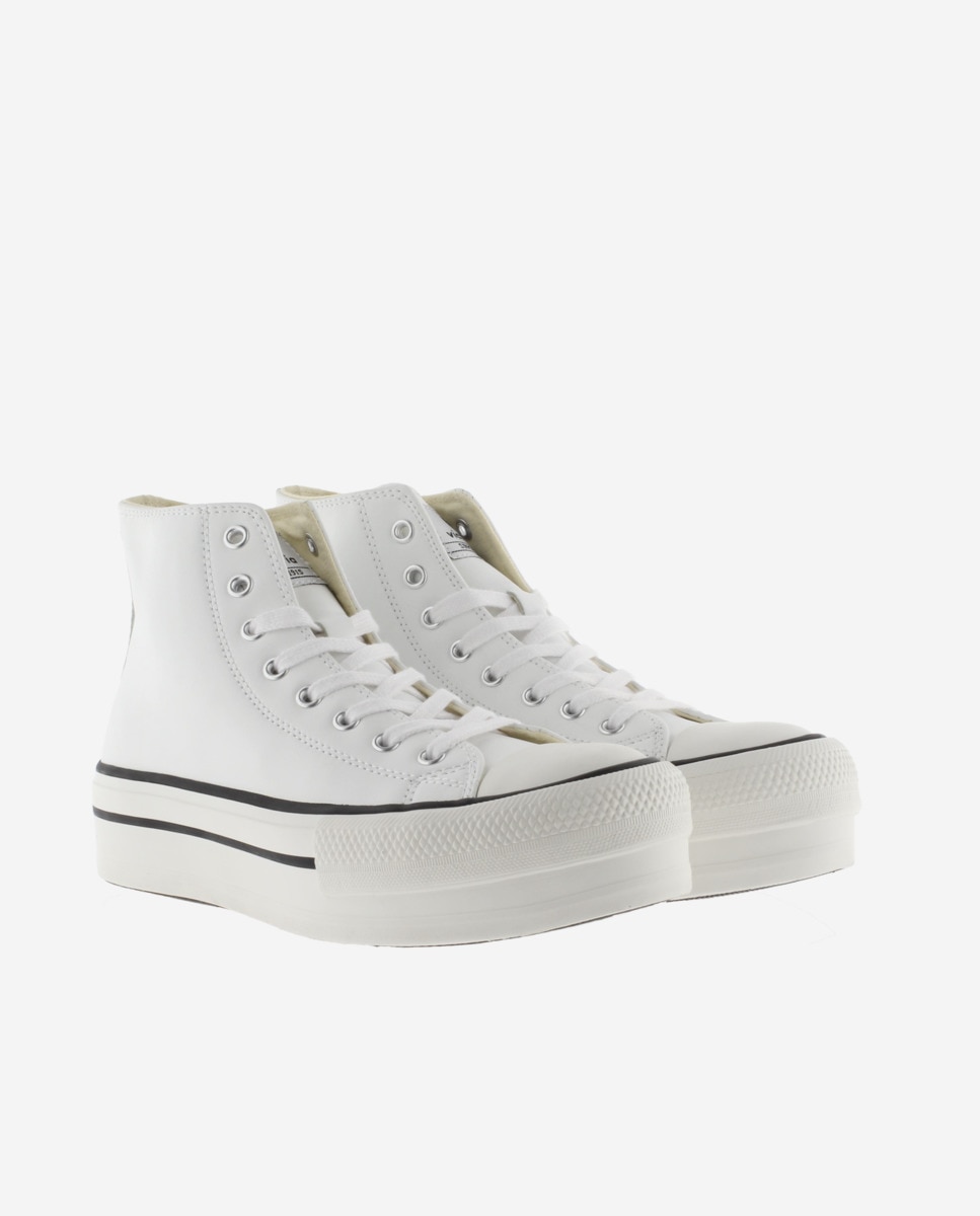 Sapatilhas Altas com Plataforma Dupla Branco-5