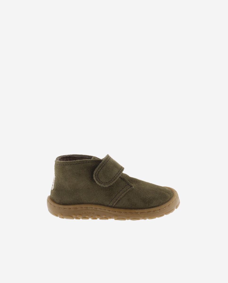 Botins Barefoot de Camurça com Velcro Infantil Caqui-1