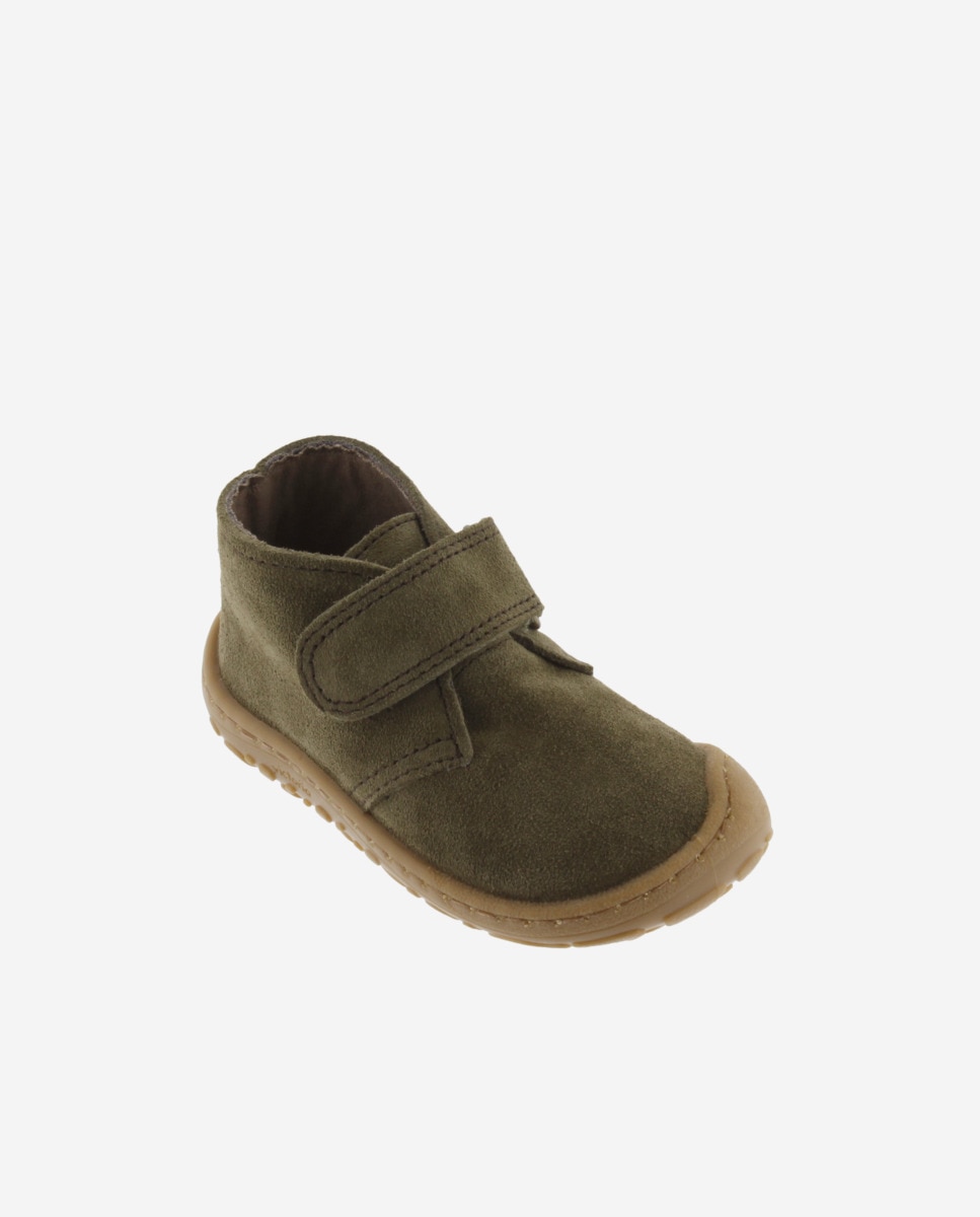 Botins Barefoot de Camurça com Velcro Infantil Caqui-2