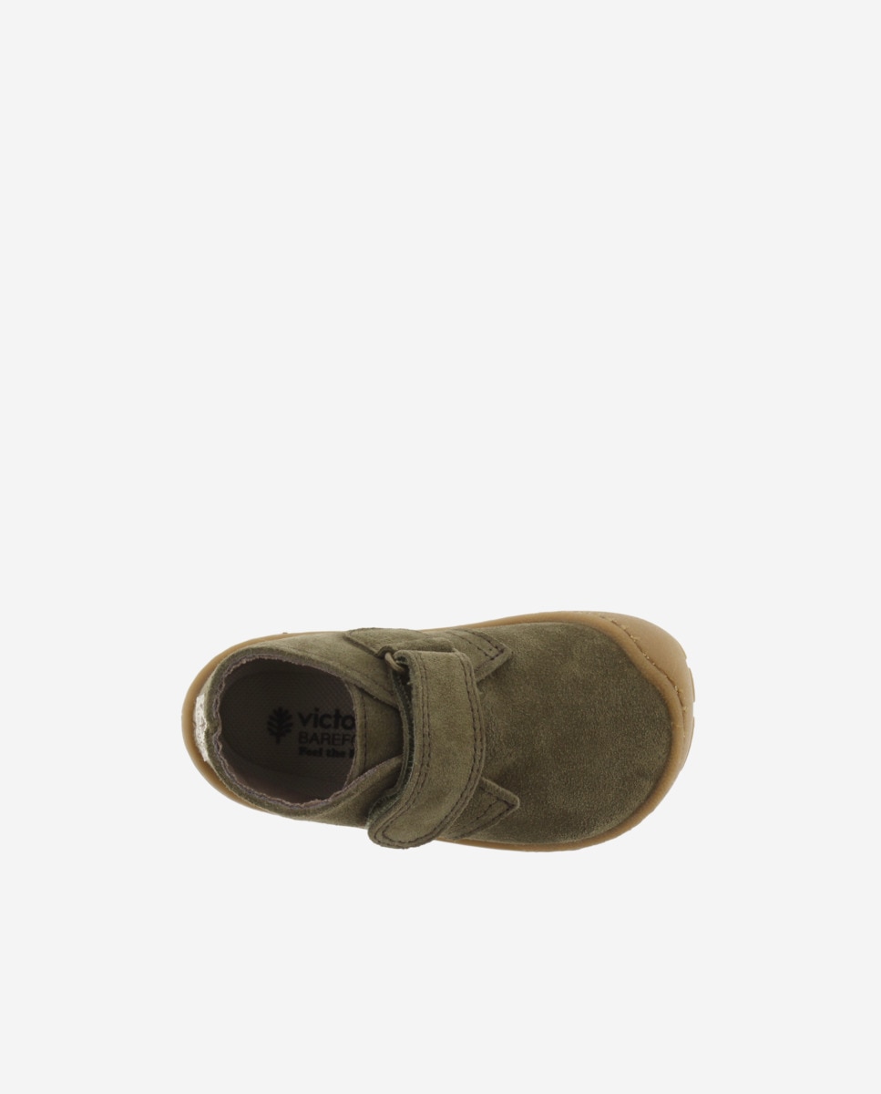 Botins Barefoot de Camurça com Velcro Infantil Caqui-4