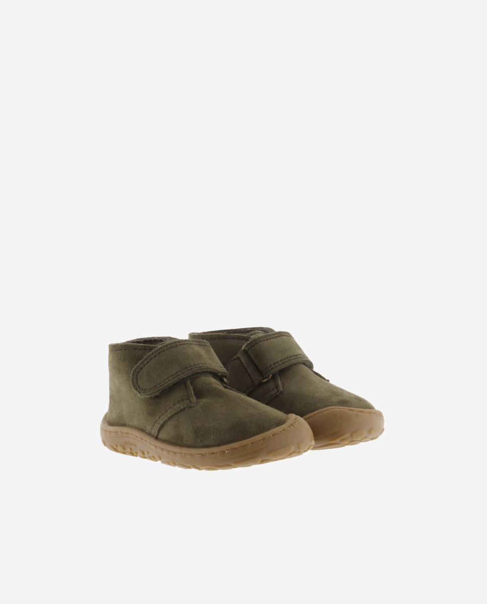 Botins Barefoot de Camurça com Velcro Infantil Caqui-5