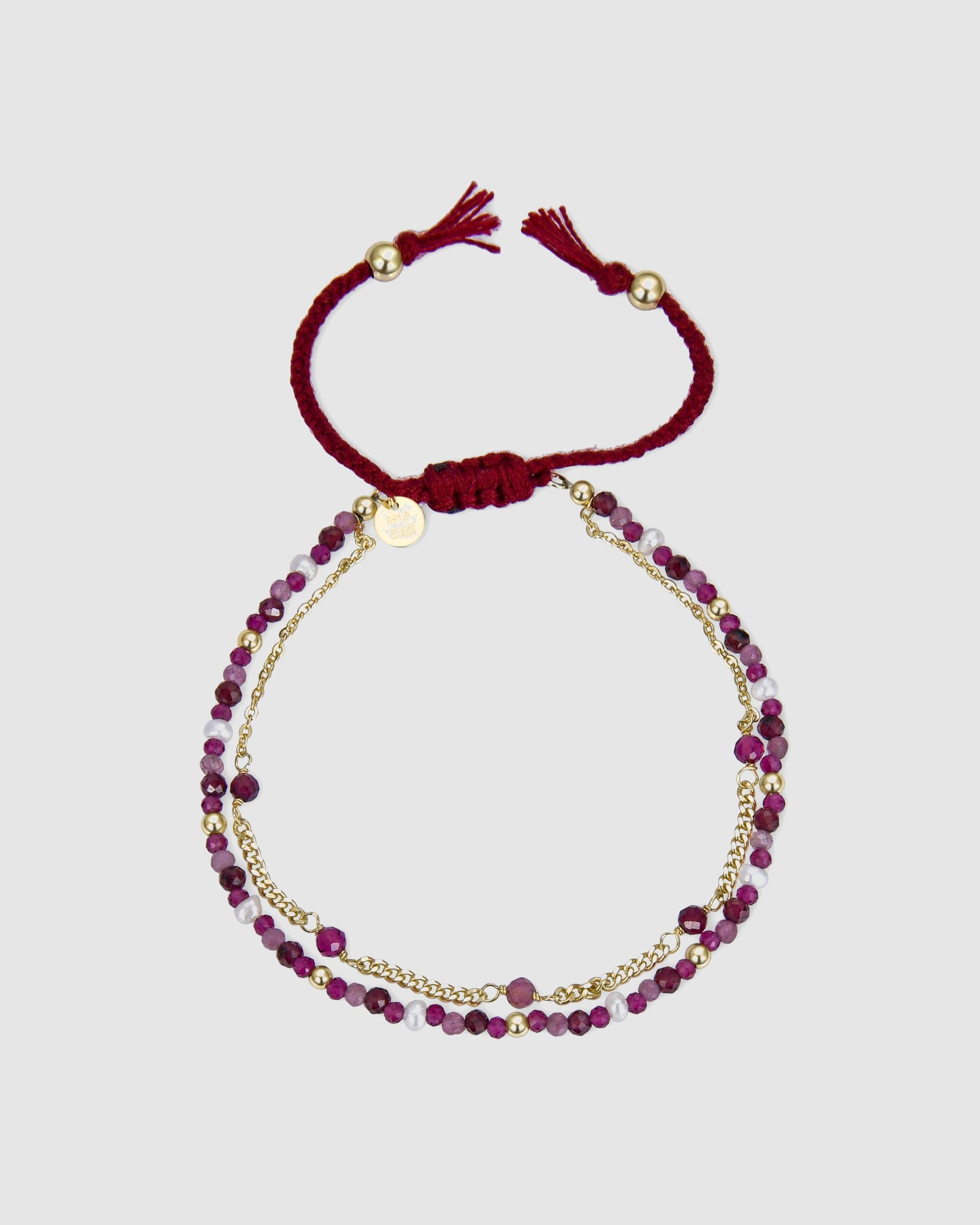 Pulseira de Cordão e Fio Atelier de Prata de Lei 925 Acabada em Ouro de 18 Quilates com Quartzo Hidrotermal Ametista Prata-3