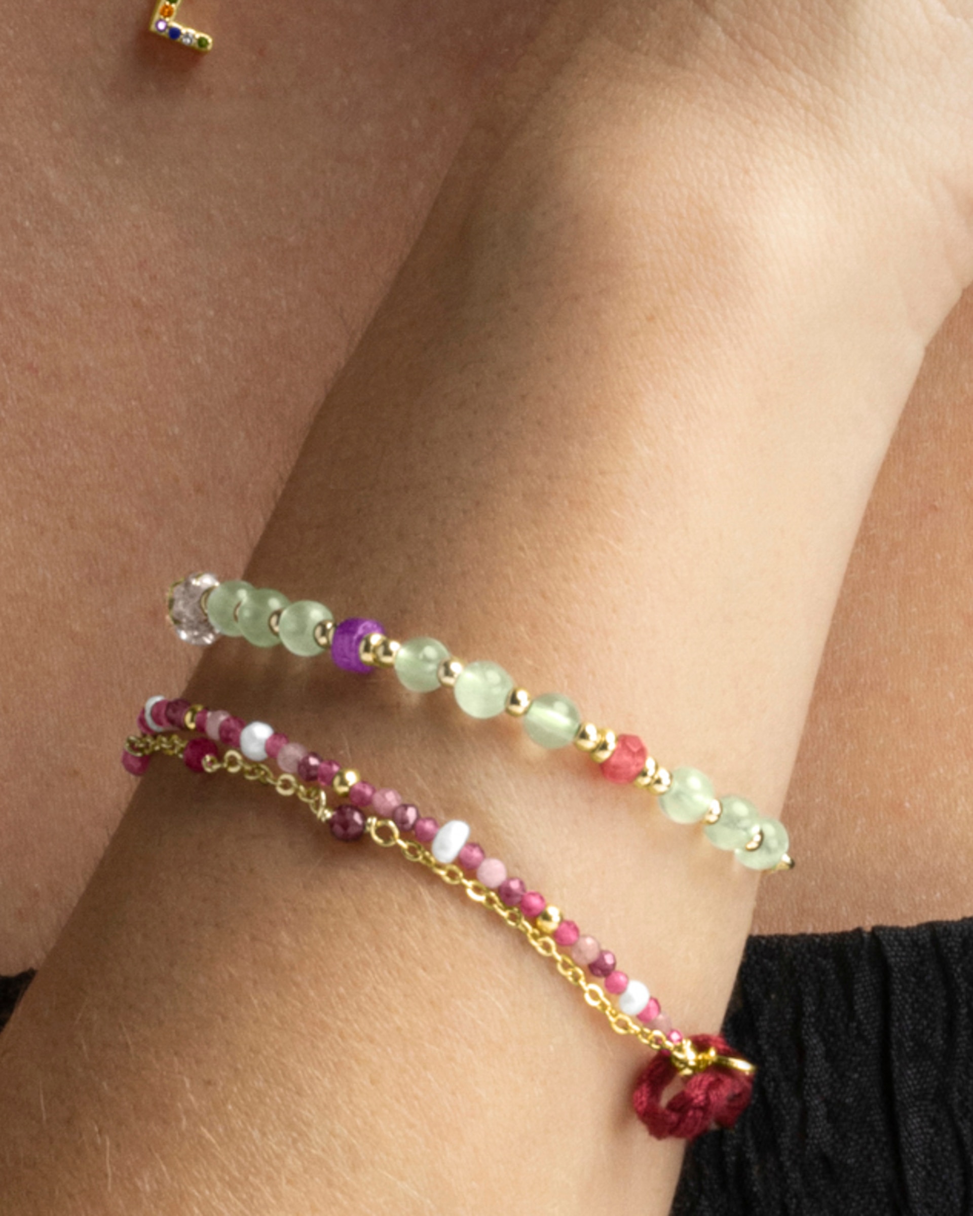 Pulseira de Cordão e Fio Atelier de Prata de Lei 925 Acabada em Ouro de 18 Quilates com Quartzo Hidrotermal Ametista Prata-4