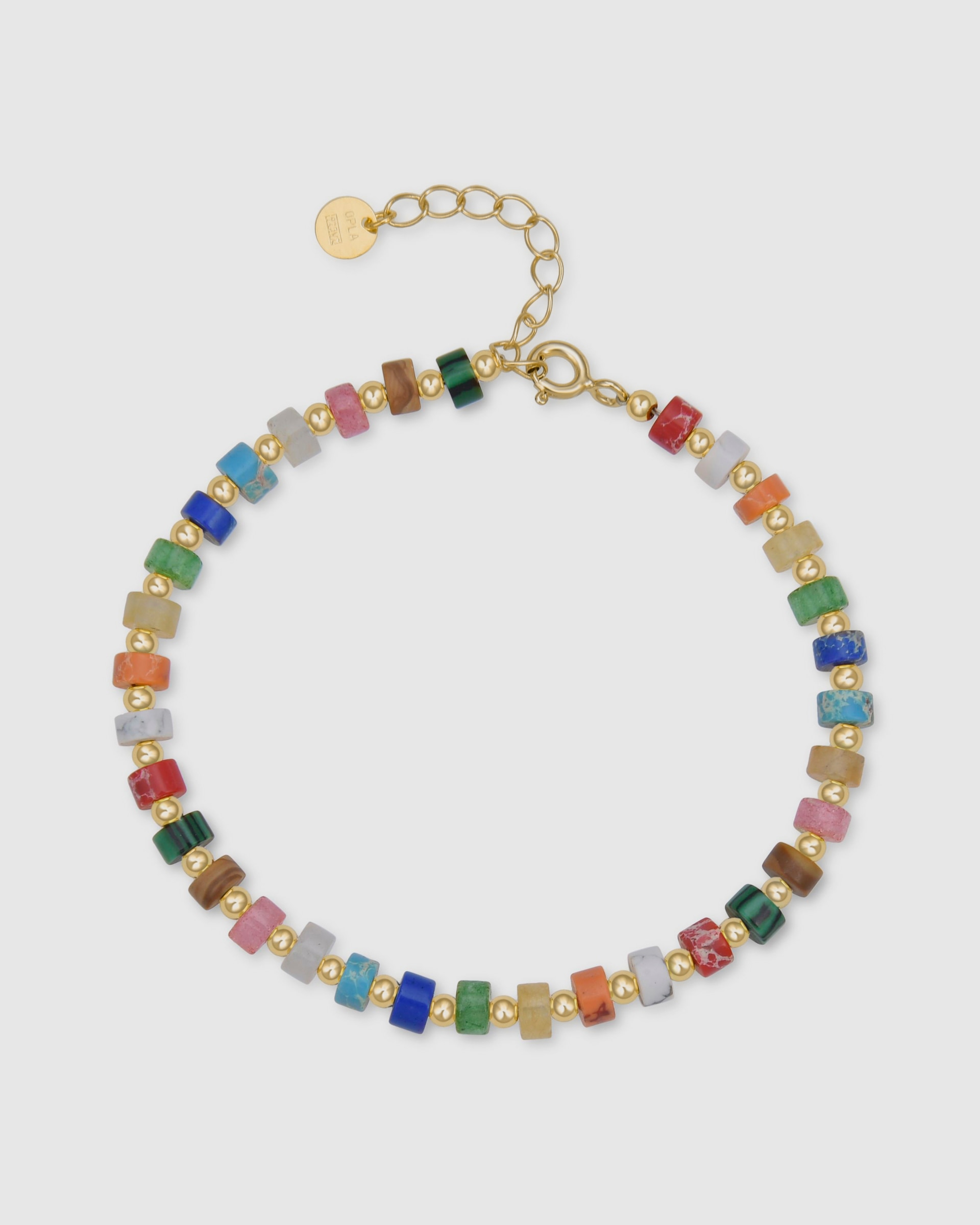 Pulseira de Corrente Trendy de Prata de Lei 925 Acabada em Ouro Amarelo de 18 Quilates com Cristal Multicolor Ouro-3