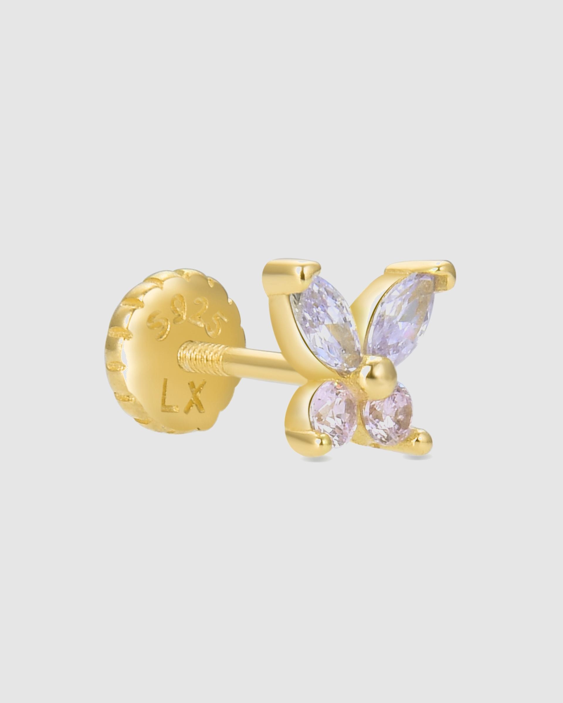 Piercing Personalizável de Prata de Lei 925 com Acabamento em Ouro de 18 Quilates e Zirconita Multicolor Ouro-1