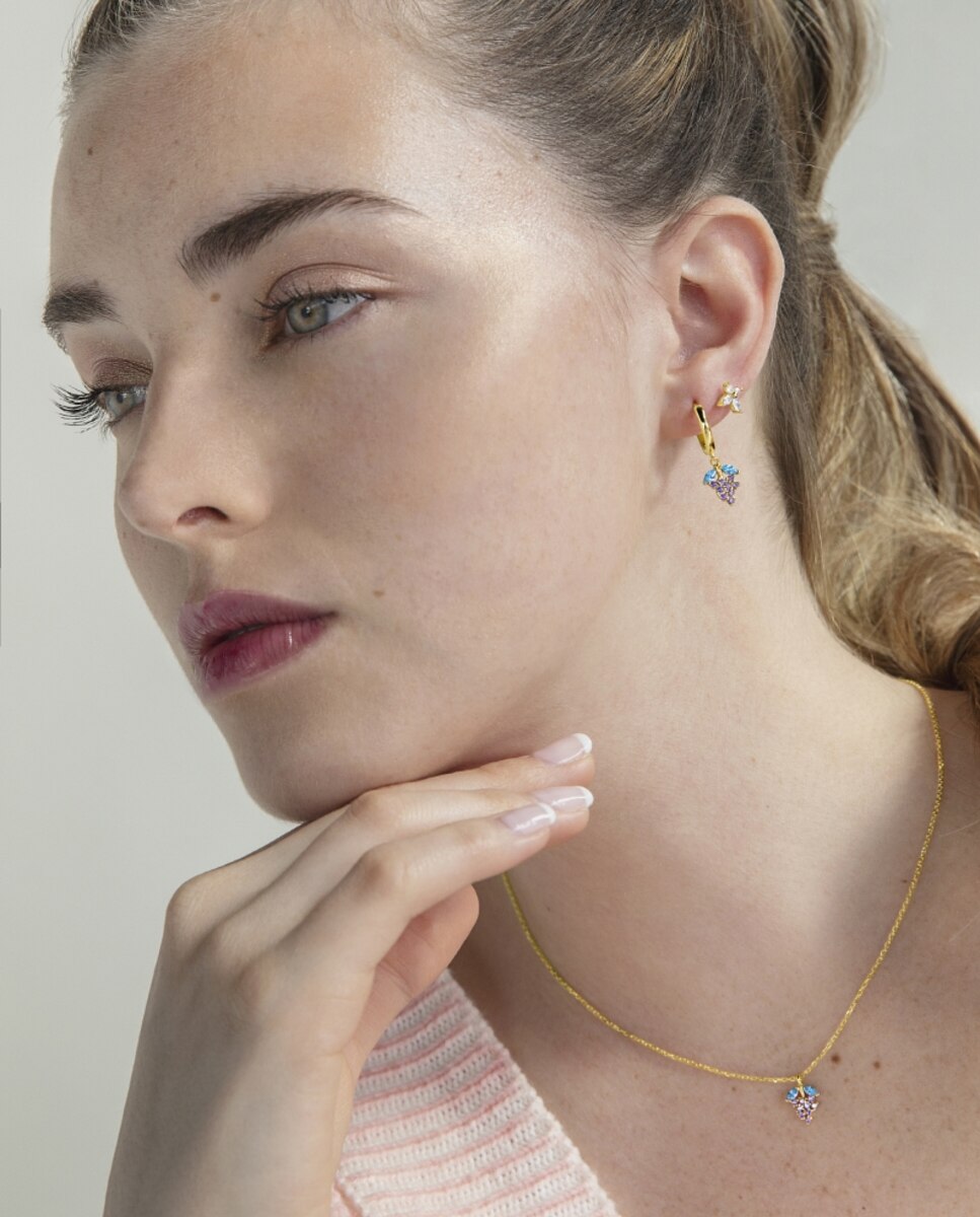 Piercing Personalizável de Prata de Lei 925 com Acabamento em Ouro de 18 Quilates e Zirconita Multicolor Ouro-2