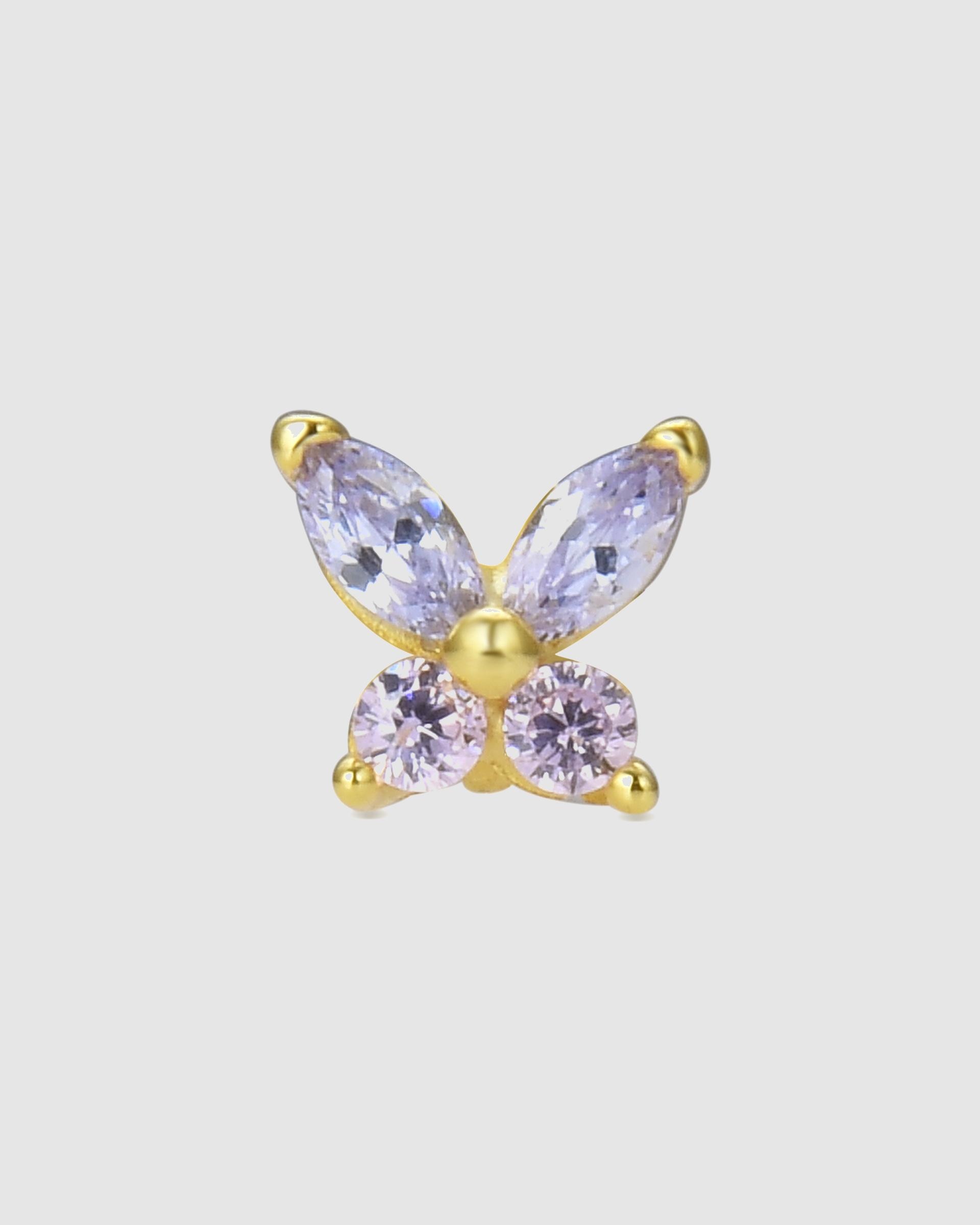 Piercing Personalizável de Prata de Lei 925 com Acabamento em Ouro de 18 Quilates e Zirconita Multicolor Ouro-3