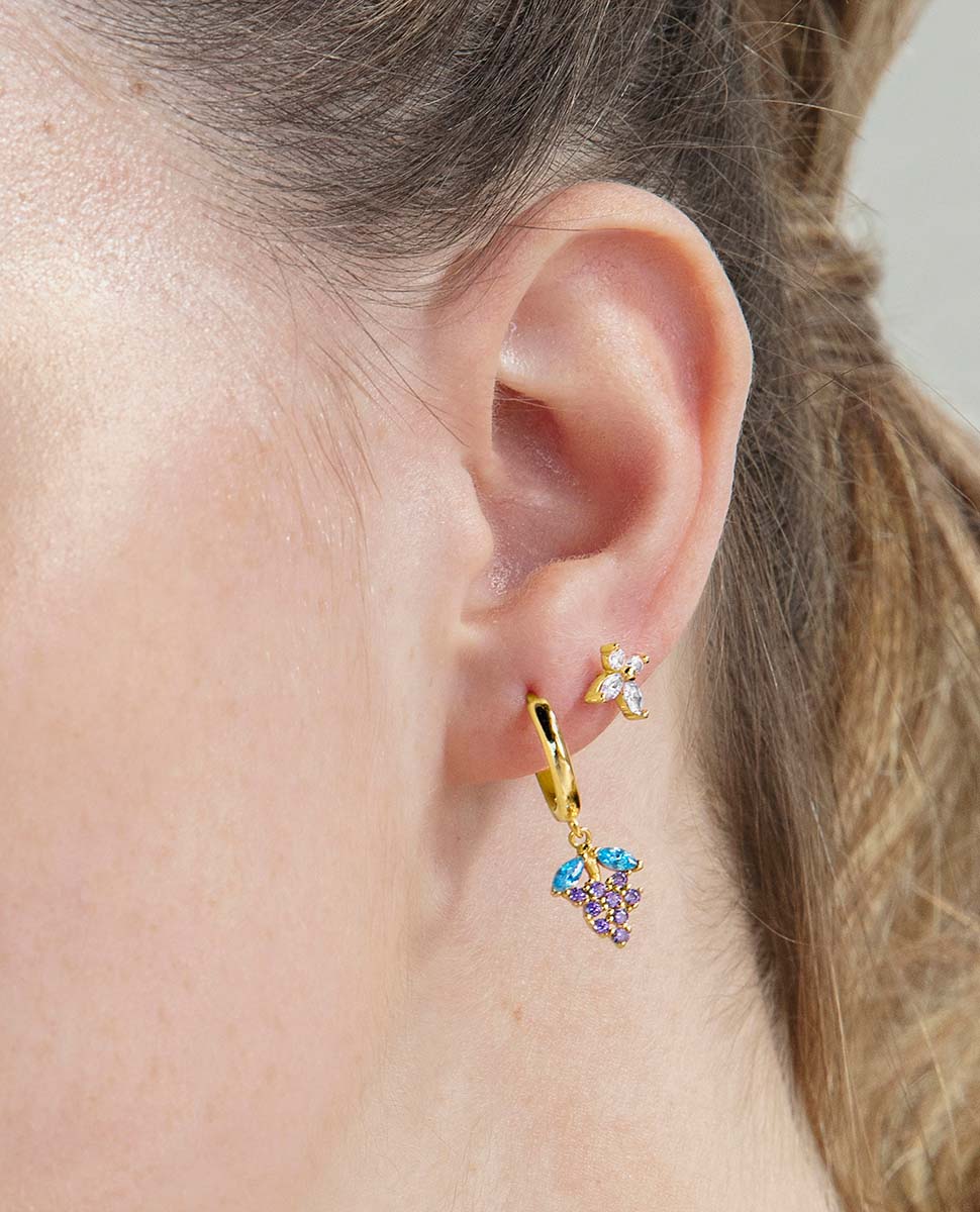 Piercing Personalizável de Prata de Lei 925 com Acabamento em Ouro de 18 Quilates e Zirconita Multicolor Ouro-4