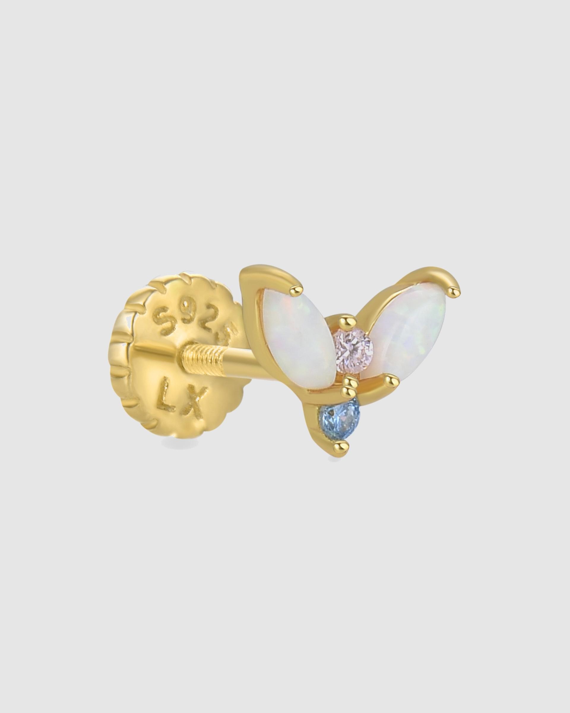 Piercing Personalizável de Prata de Lei 925 com Acabamento em Ouro de 18 Quilates e Zirconita Multicolor Ouro-1