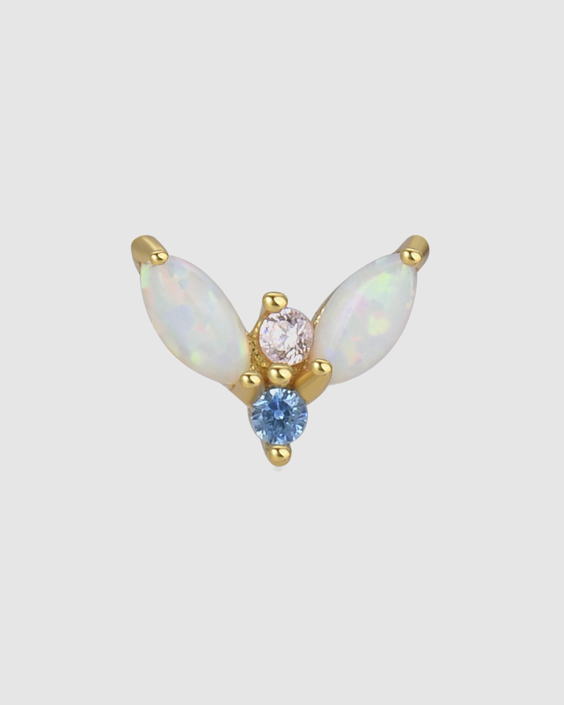 Piercing Personalizável de Prata de Lei 925 com Acabamento em Ouro de 18 Quilates e Zirconita Multicolor Ouro-3
