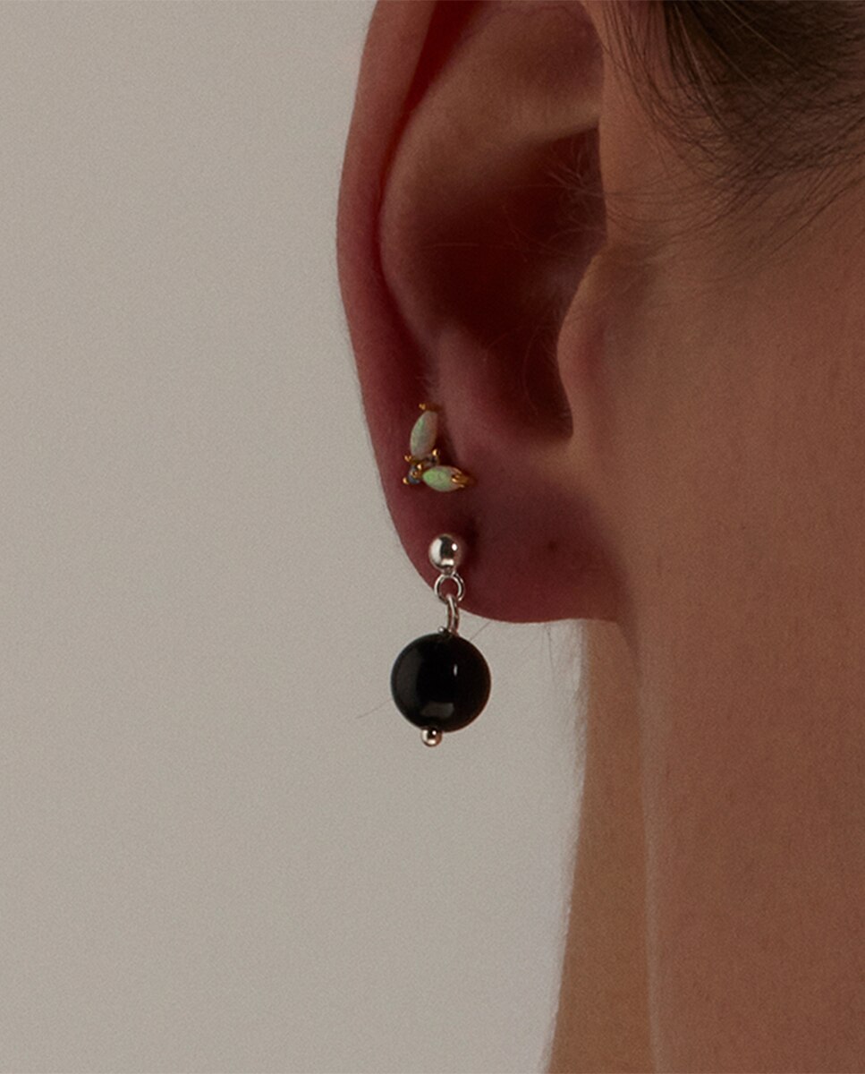 Piercing Personalizável de Prata de Lei 925 com Acabamento em Ouro de 18 Quilates e Zirconita Multicolor Ouro-4