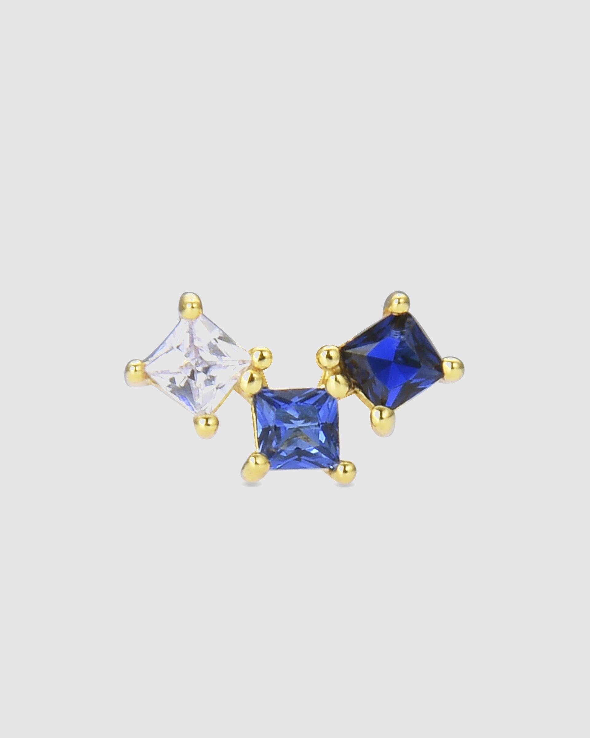 Piercing Personalizável de Prata de Lei 925 com Acabamento em Ouro de 18 Quilates e Zirconita Multicolor Azul / Amarelo-3