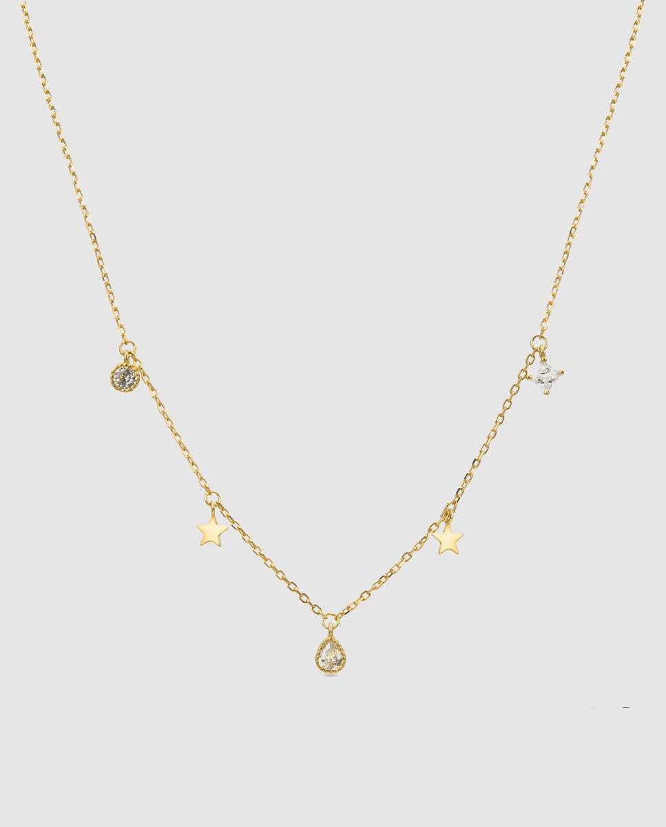Imagem 0 de Colar Pide Un Deseo de Prata de Lei 925 com Acabamento em Ouro de 18 Quilates e Zirconita Brilhante