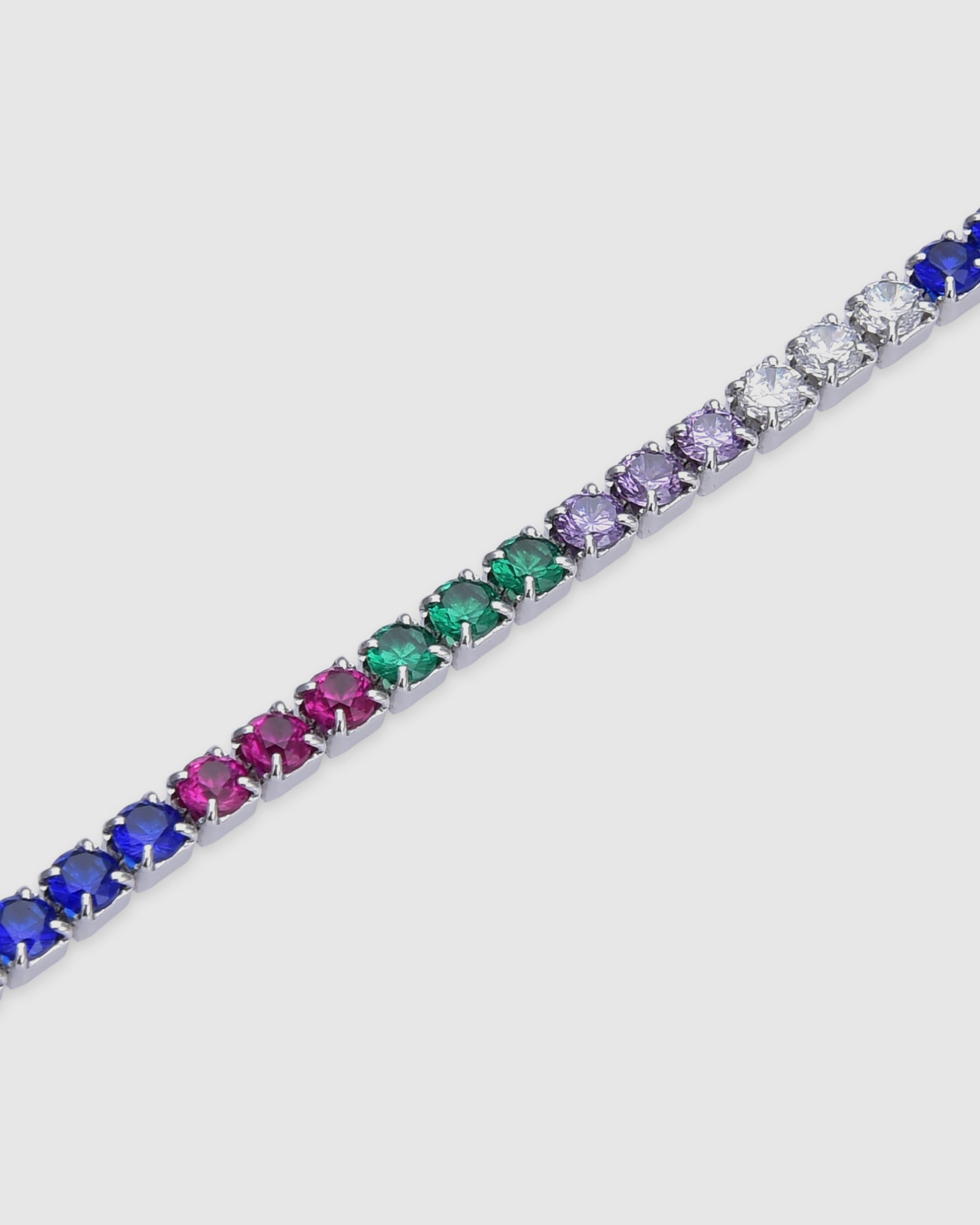 Pulseira Riviere Trendy Acabada em Ródio com Zirconita Multicolor Prata-6