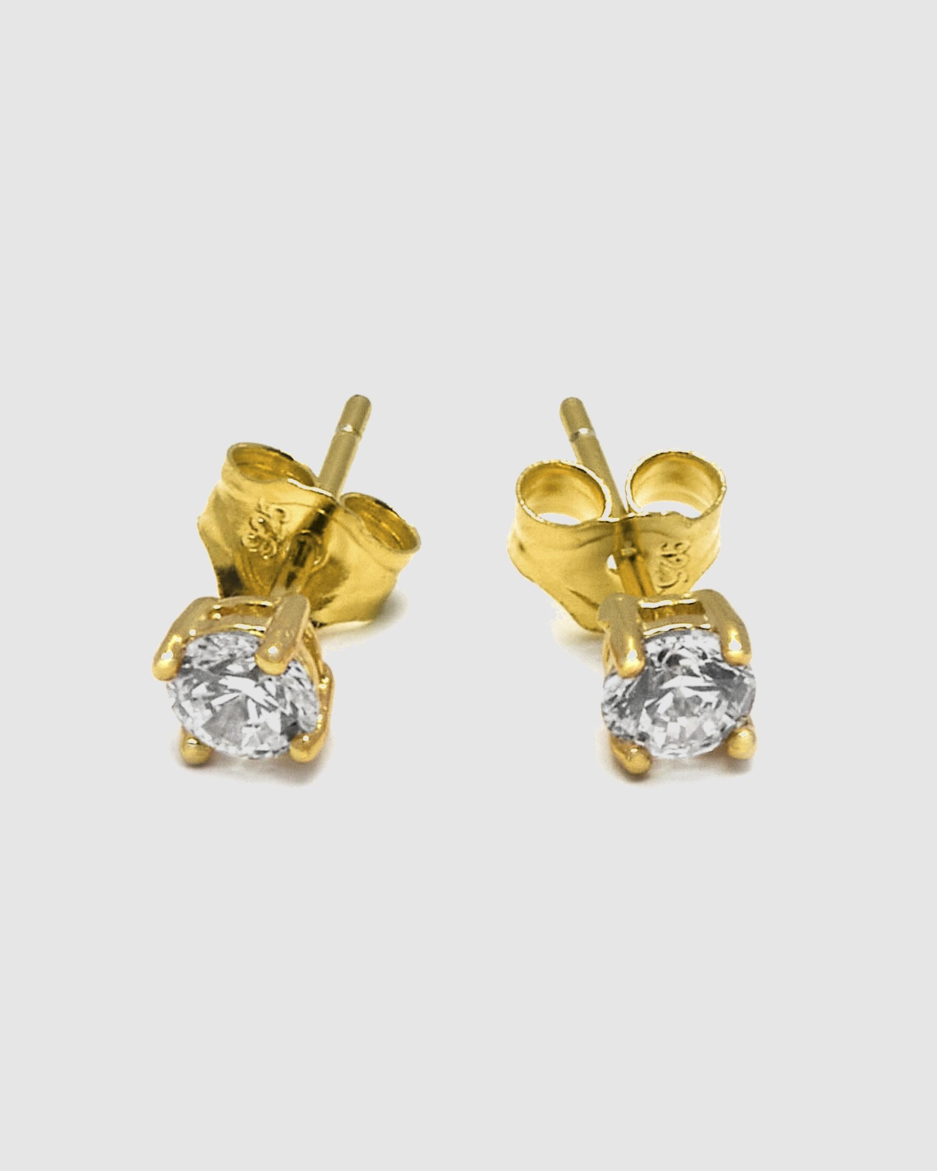 Brincos Pide Un Deseo de Prata de Lei 925 Acabados em Ouro Amarelo de 18 Quilates com Zirconita Brilhante Branco-3