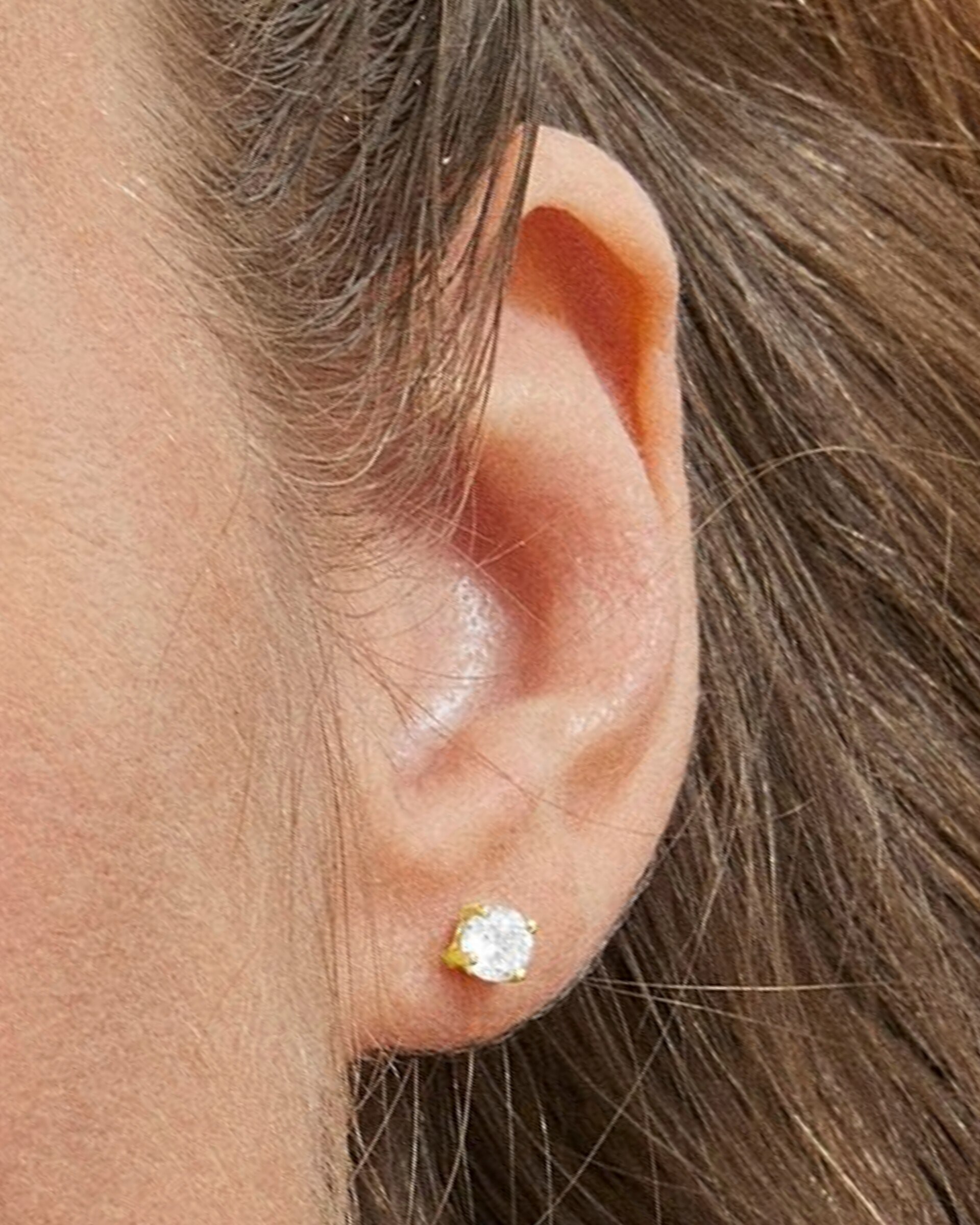 Brincos Pide Un Deseo de Prata de Lei 925 Acabados em Ouro Amarelo de 18 Quilates com Zirconita Brilhante Branco-4