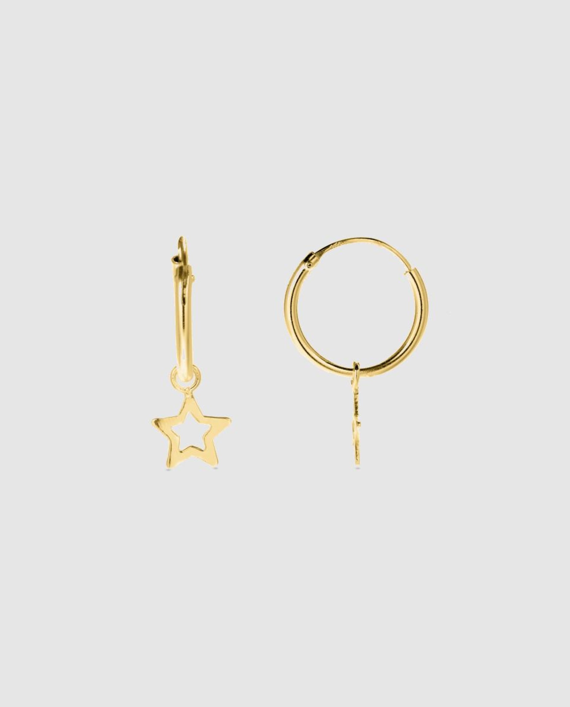 Brincos de Argola Make a Wish de Prata de Lei 925 com Acabamento em Ouro Amarelo de 18 Quilates Dourado-1