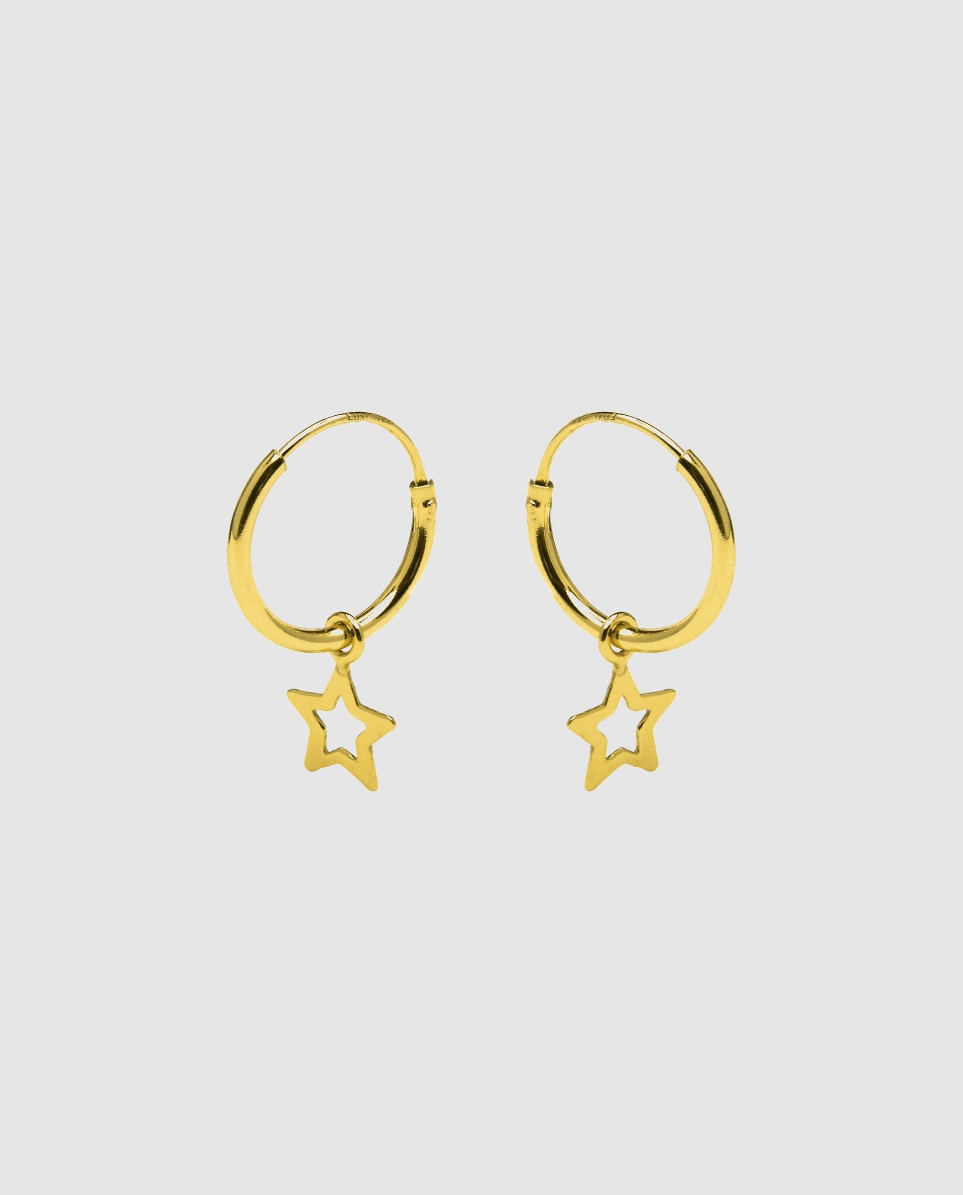 Brincos de Argola Make a Wish de Prata de Lei 925 com Acabamento em Ouro Amarelo de 18 Quilates Dourado-3