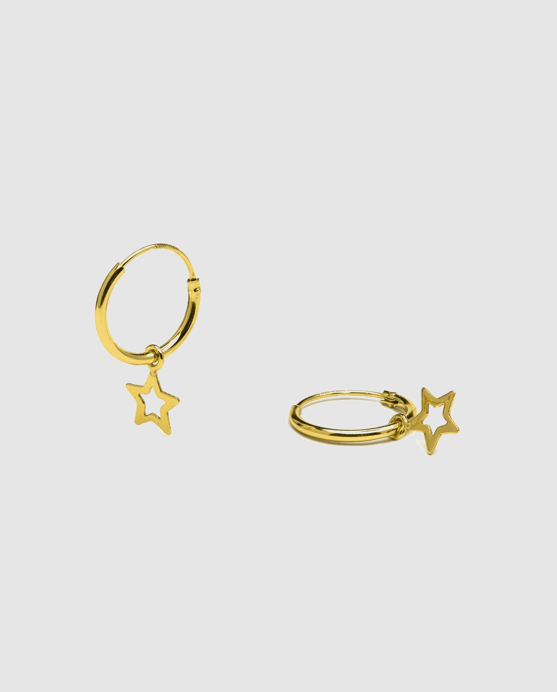 Brincos de Argola Make a Wish de Prata de Lei 925 com Acabamento em Ouro Amarelo de 18 Quilates Dourado-6
