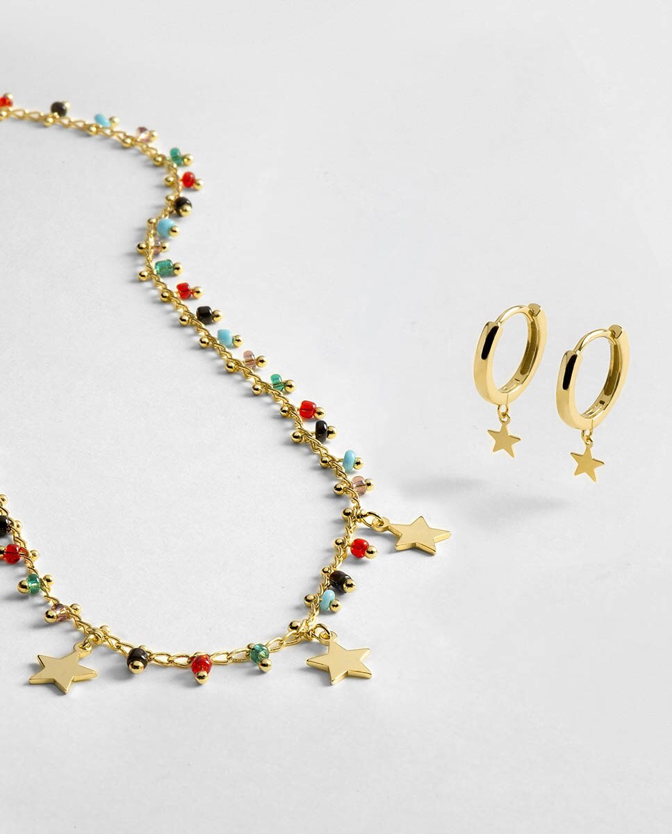 Brincos de Argola Make a Wish de Prata de Lei 925 com Acabamento em Ouro Amarelo de 18 Quilates Ouro-2