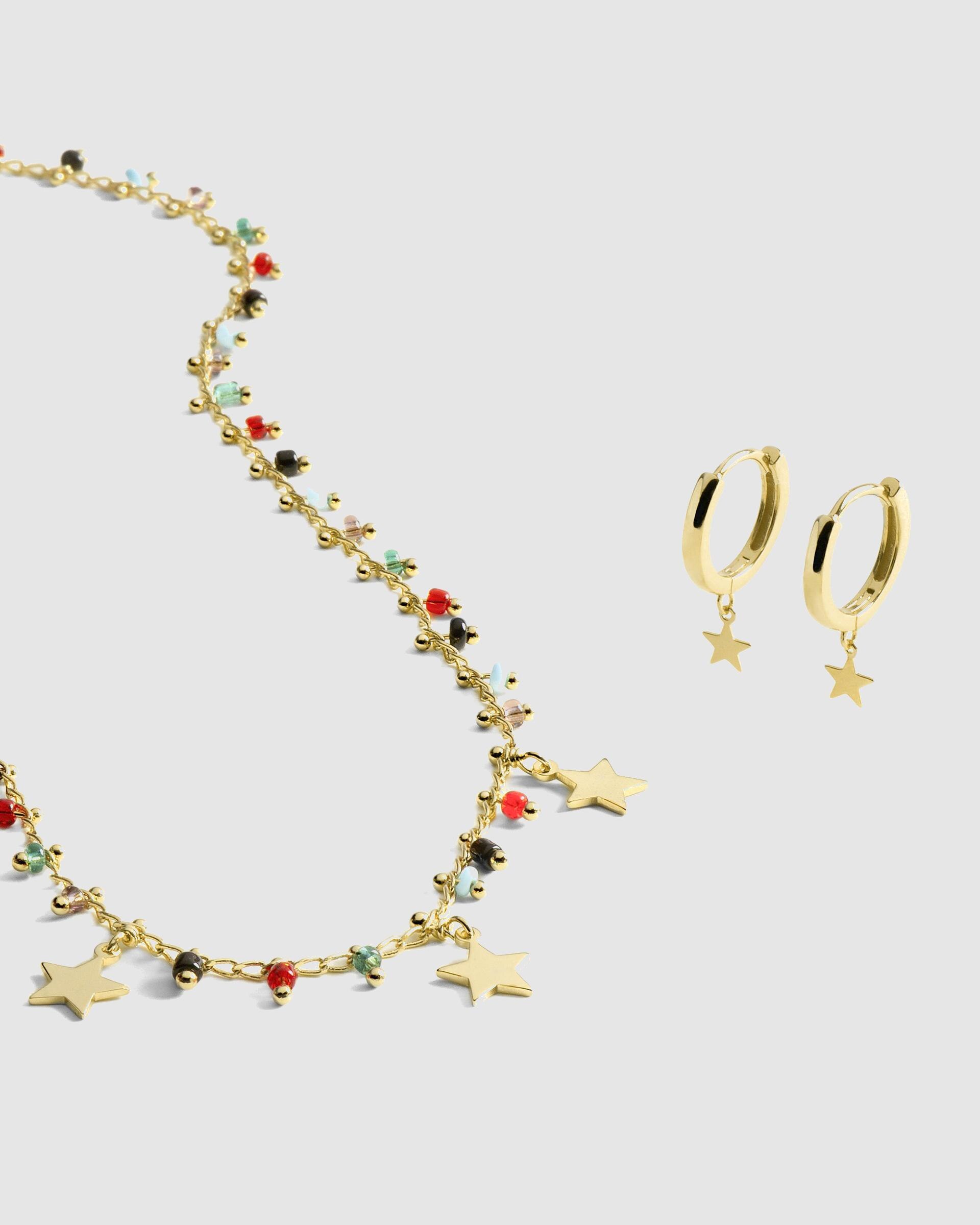Brincos de Argola Make a Wish de Prata de Lei 925 com Acabamento em Ouro Amarelo de 18 Quilates Ouro-3