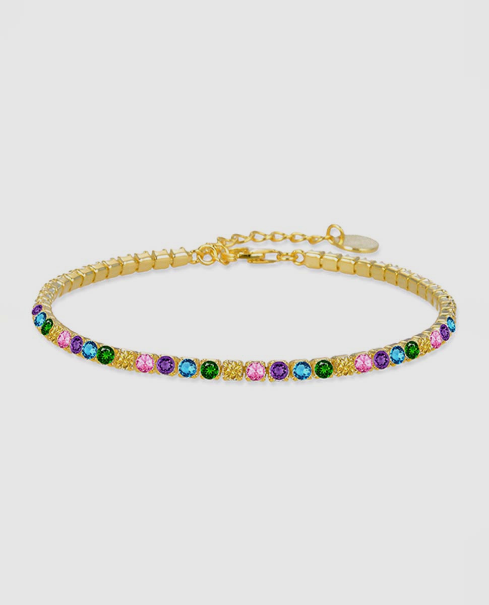 Imagem 0 de Pulseira Trendy com Acabamento em Ouro de 18k e Zirconita Multicolor