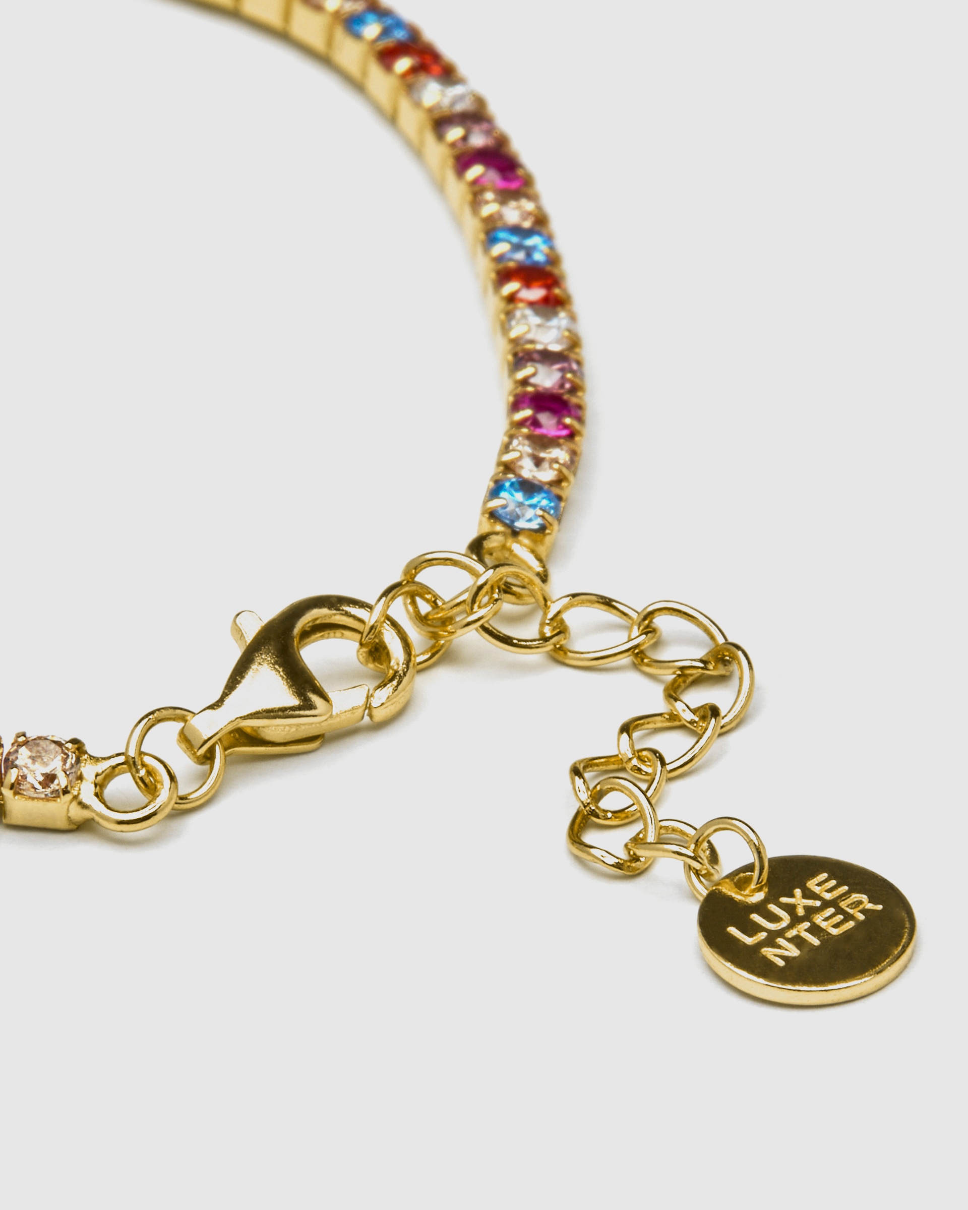 Pulseira de Corrente Trendy de Prata de Lei 925 Acabada em Ouro Amarelo de 18 Quilates com Zirconita Multicolor Ouro-7