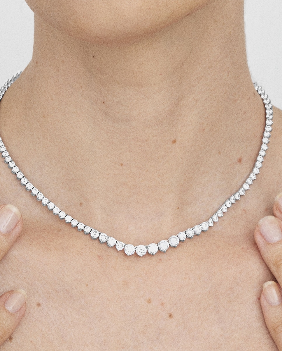 Colar Momentos para Brilhar de Prata de Lei 925 com Acabamento em Ródio e Zirconita Brilhante Prata-4